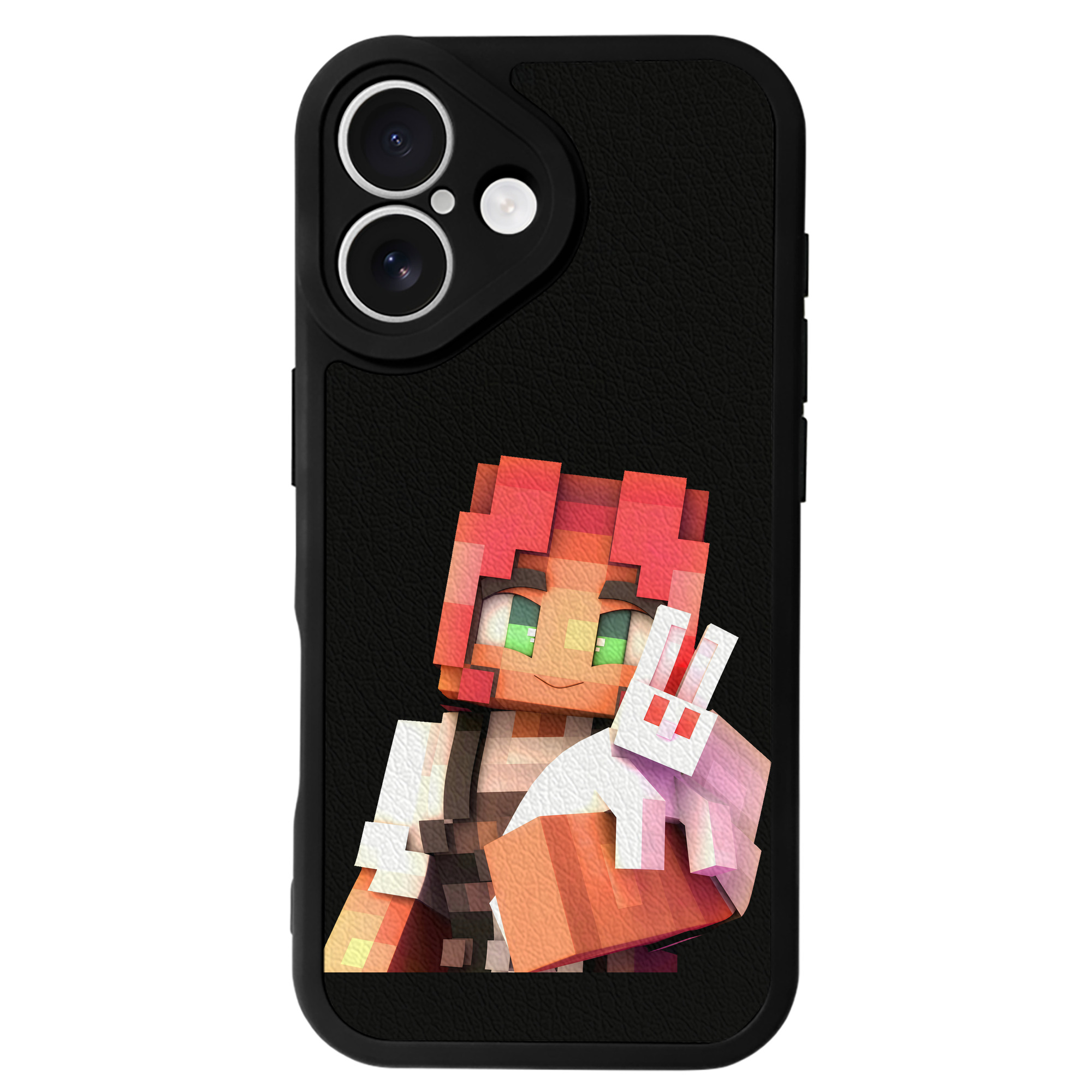 （画像用） マインクラフト ブロックの世界 Minecraft MC Block world 【iPhone 16シリーズ対応】シリコンスマホケース（レザー調） 材質：シリコン